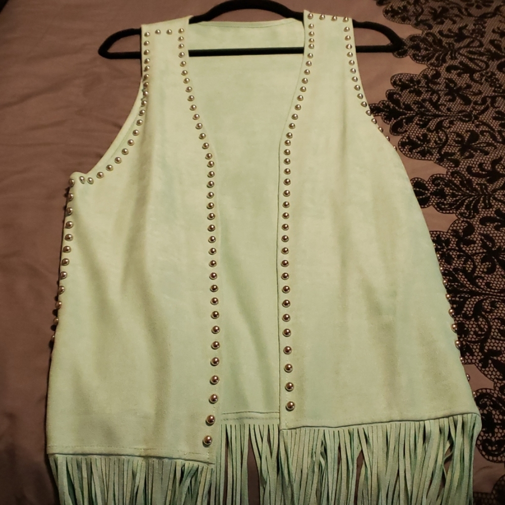 Floor Length Mint colored Vest